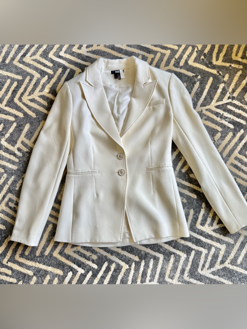 PAIGE Cream Notch-Lapel Two-Button Blazer